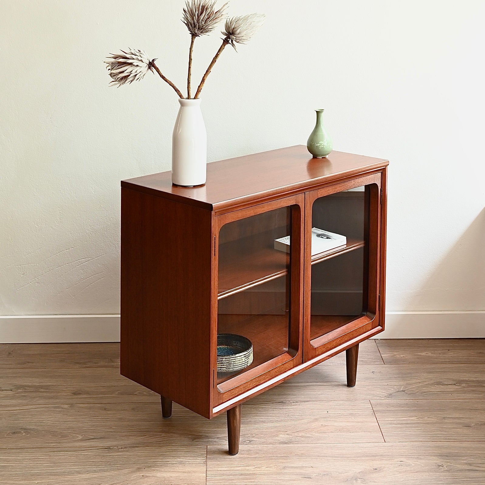 Mid Century Walnut Sideboard Display Cabinet by Chiswell