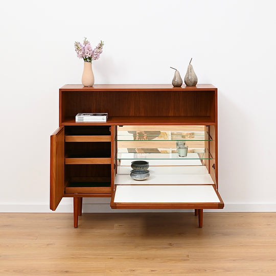 Mid Century Teak Sideboard Buffet Bar Cabinet by Chiswell