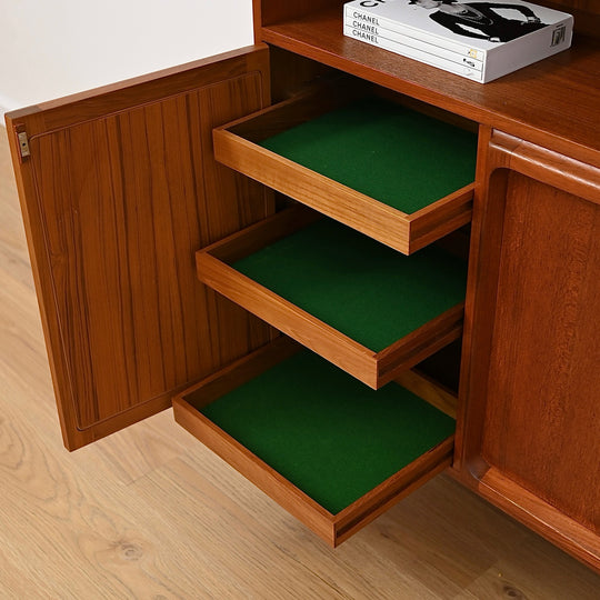 Mid Century Teak Sideboard Buffet Bar Cabinet by Chiswell