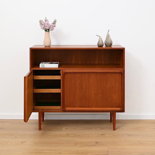 Mid Century Teak Sideboard Buffet Bar Cabinet by Chiswell