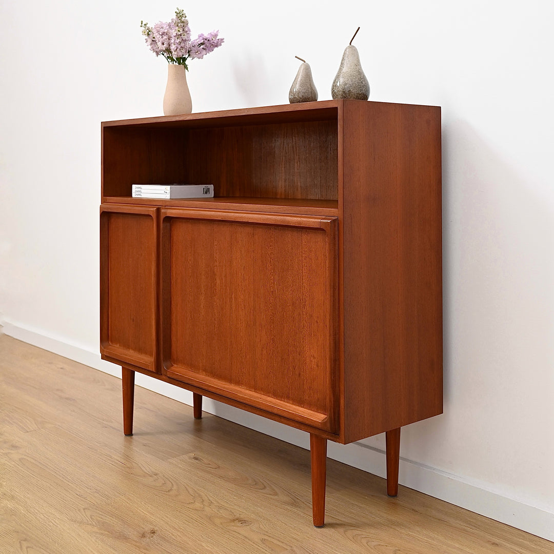 Mid Century Teak Sideboard Buffet Bar Cabinet by Chiswell