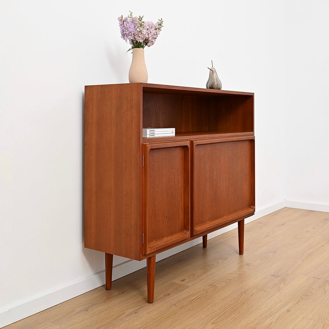 Mid Century Teak Sideboard Buffet Bar Cabinet by Chiswell