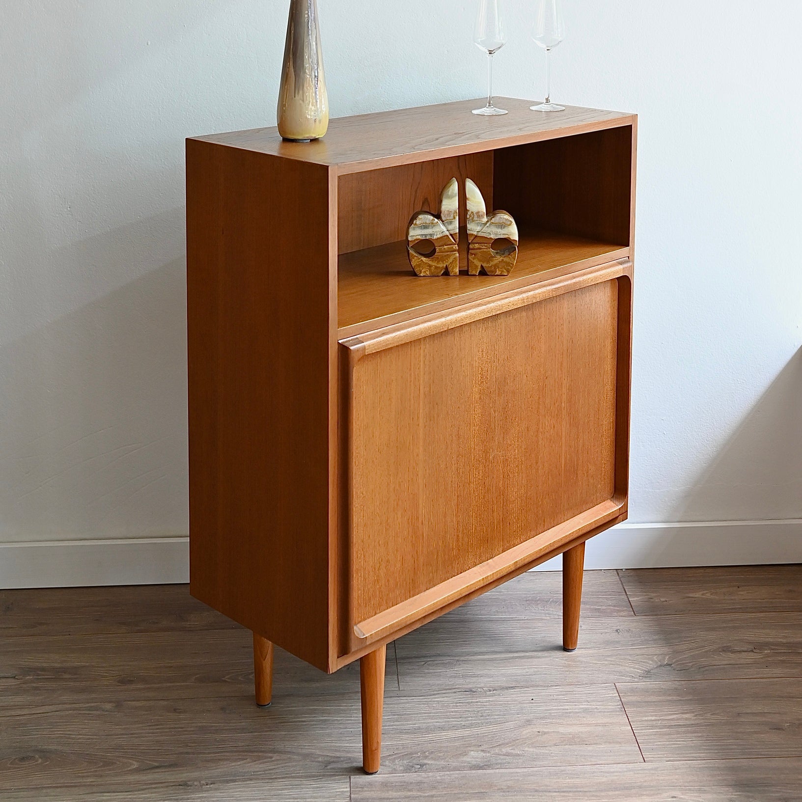 Mid Century Teak Sideboard Credenza Console Hall Table Bar Cabinet by Chiswell