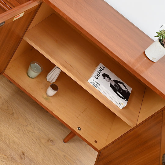 Mid Century Teak Sideboard LP Record Cabinet with Drawers by Chiswell