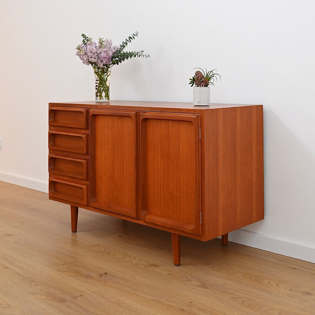 Mid Century Teak Sideboard LP Record Cabinet with Drawers by Chiswell
