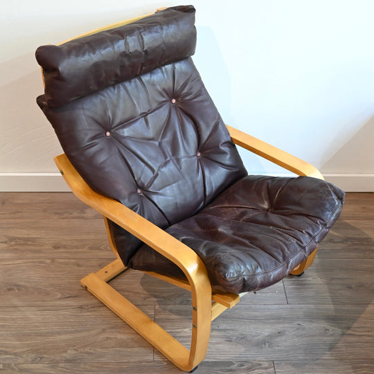 Vintage IKEA Poang Leather Armchair