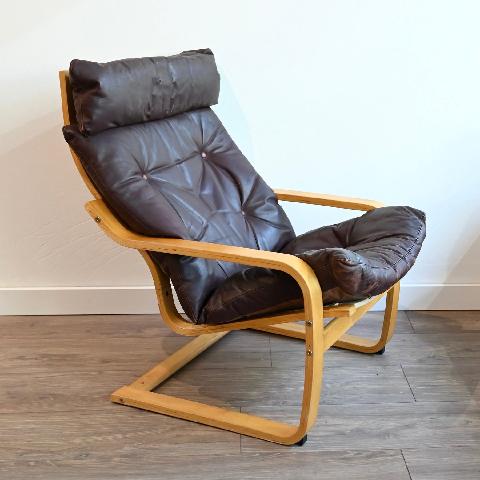 Vintage IKEA Poang Leather Armchair