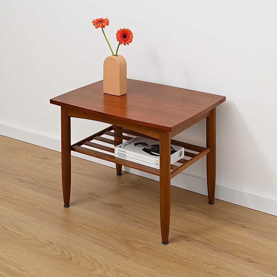 Mid Century Teak Coffee Table with Magazine Shelf