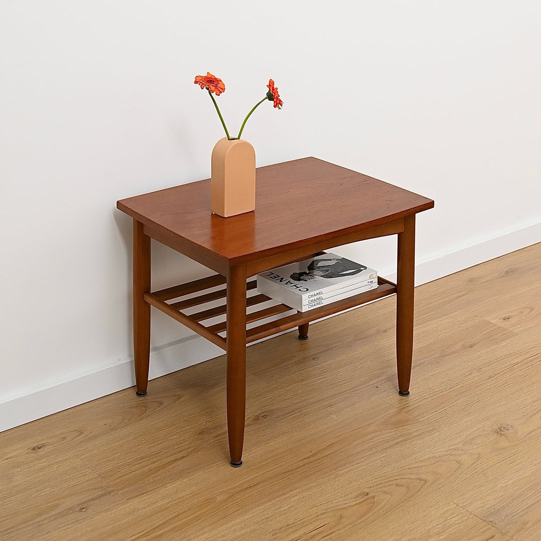 Mid Century Teak Coffee Table with Magazine Shelf