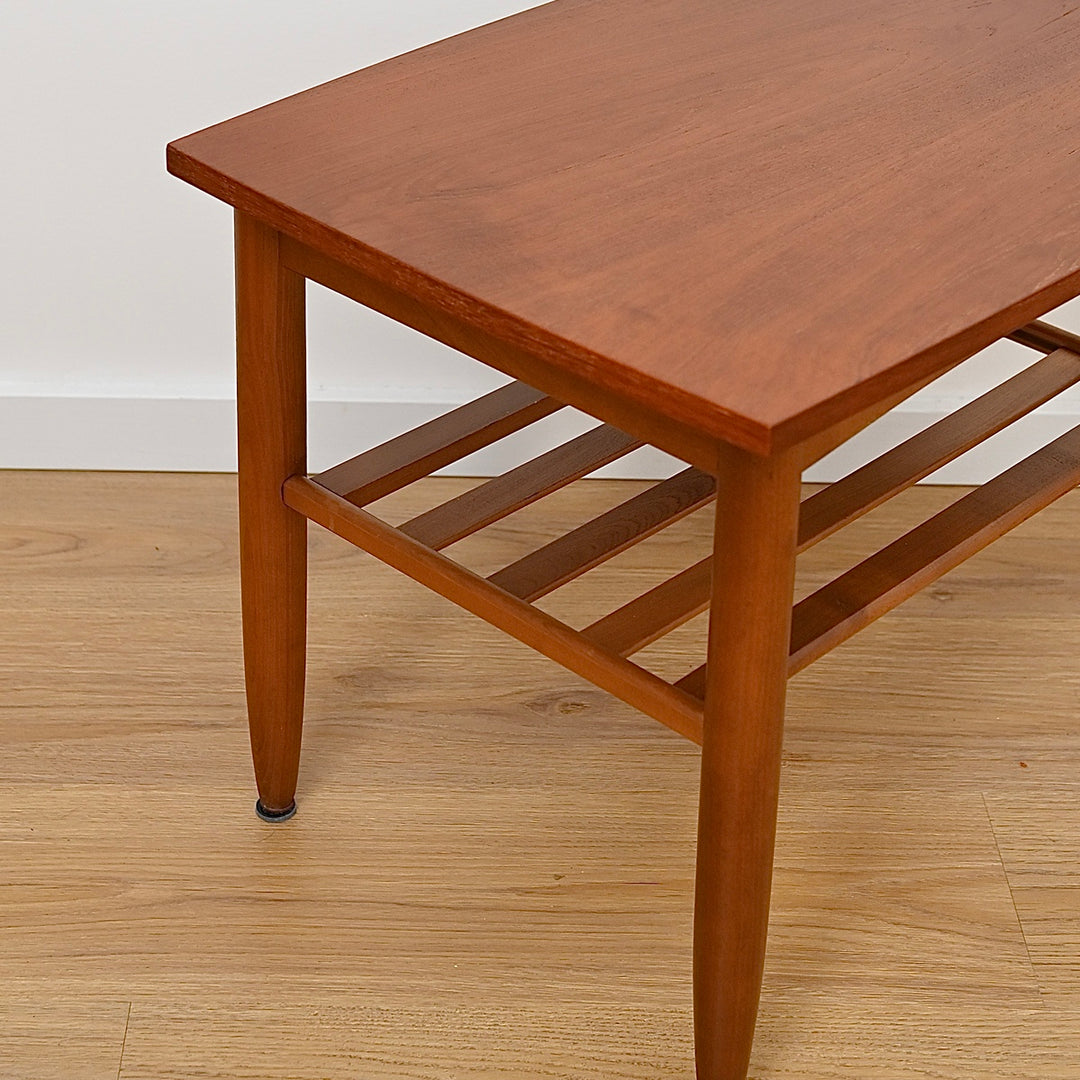 Mid Century Teak Coffee Table with Magazine Shelf