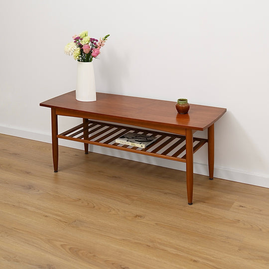 Mid Century Teak Coffee Table with Magazine Shelf