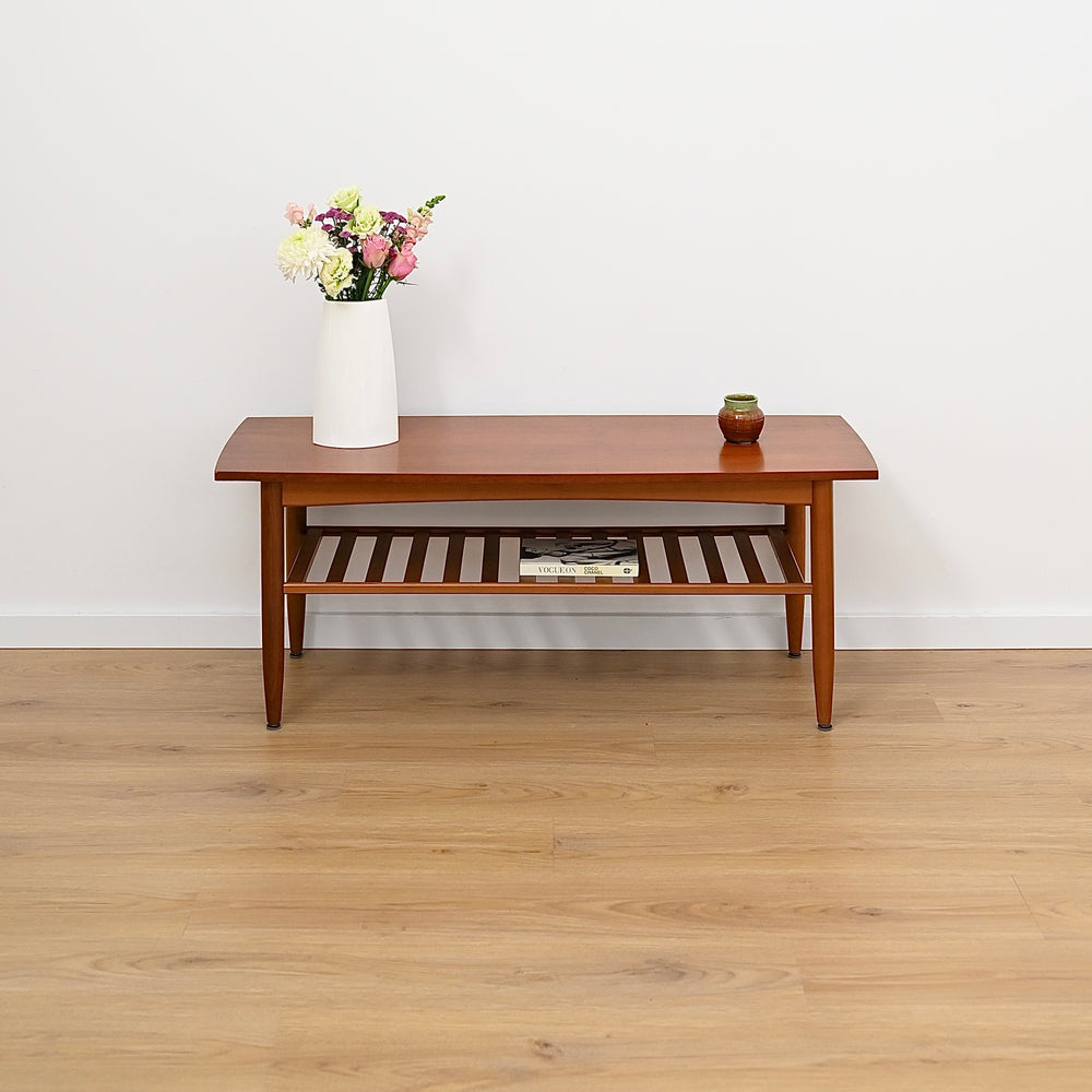 Mid Century Teak Coffee Table with Magazine Shelf