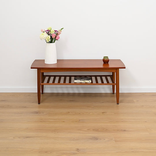 Mid Century Teak Coffee Table with Magazine Shelf