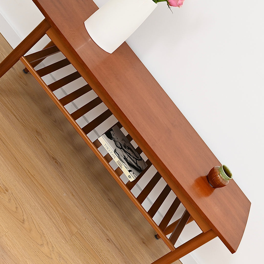 Mid Century Teak Coffee Table with Magazine Shelf