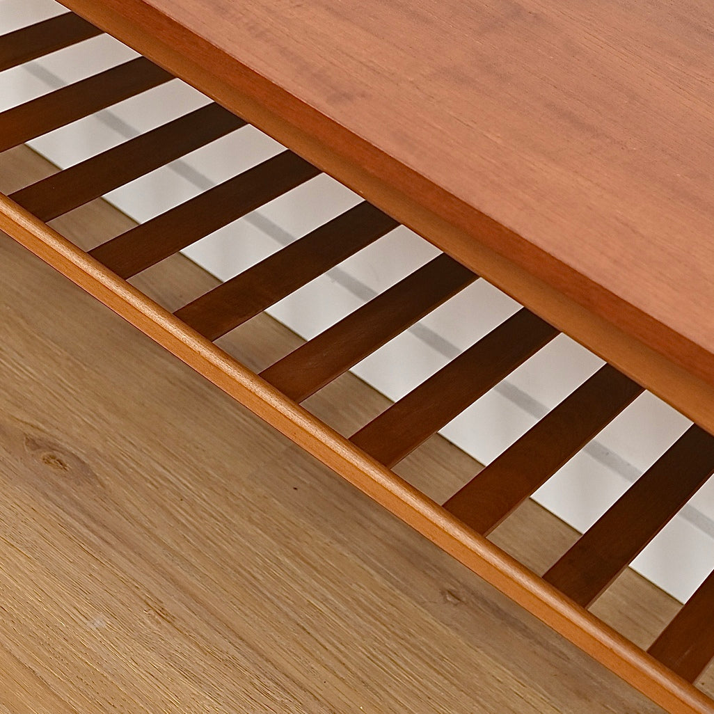 Mid Century Teak Coffee Table with Magazine Shelf