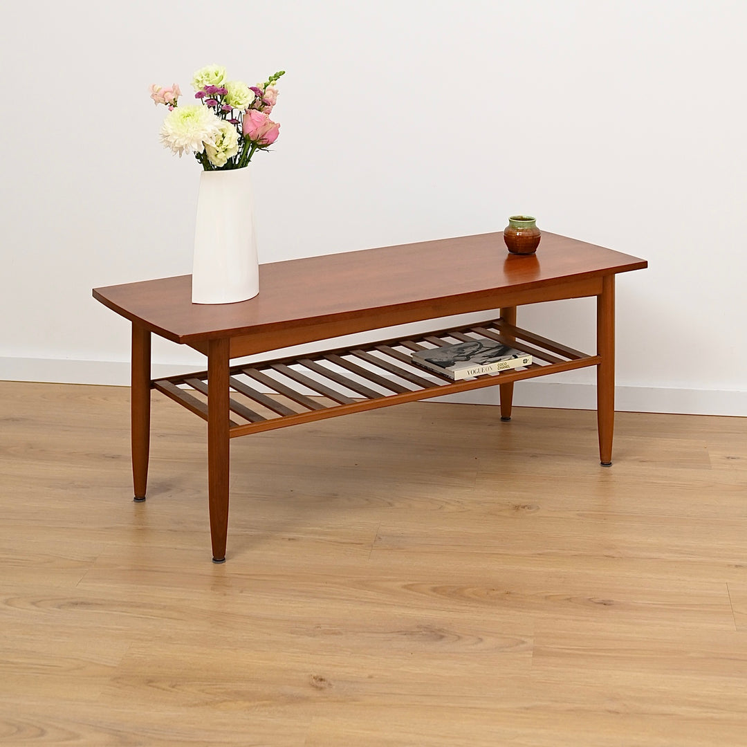 Mid Century Teak Coffee Table with Magazine Shelf