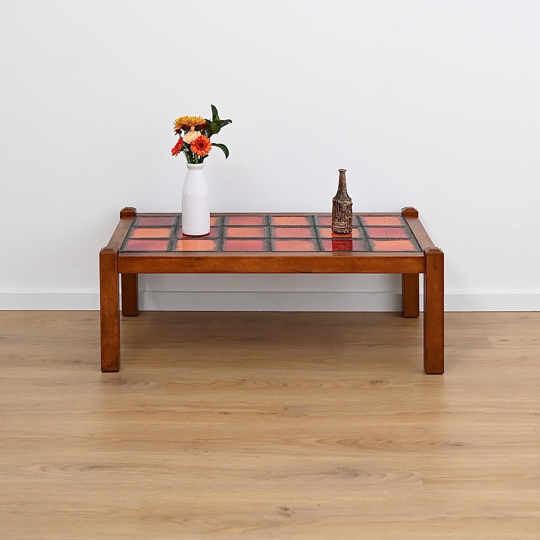 Retro 1970s Orange Tiled Coffee Table