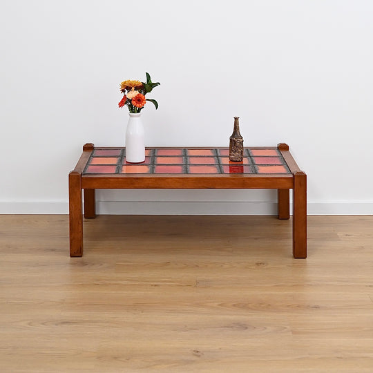 Retro 1970s Orange Tiled Coffee Table