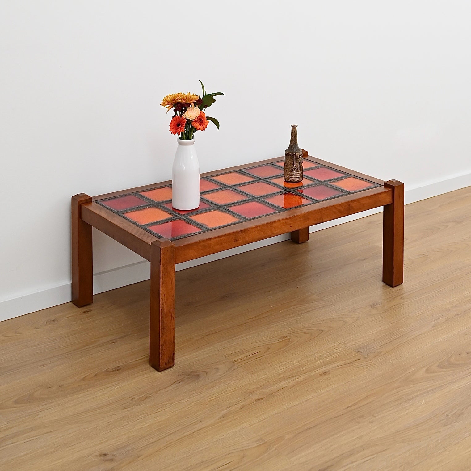 Retro 1970s Orange Tiled Coffee Table