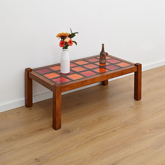 Retro 1970s Orange Tiled Coffee Table