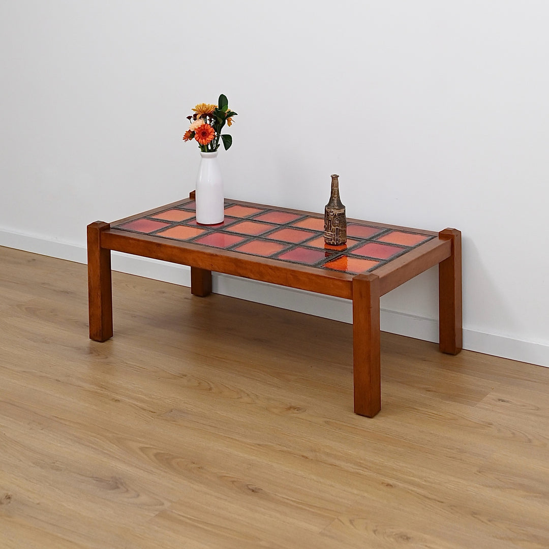 Retro 1970s Orange Tiled Coffee Table