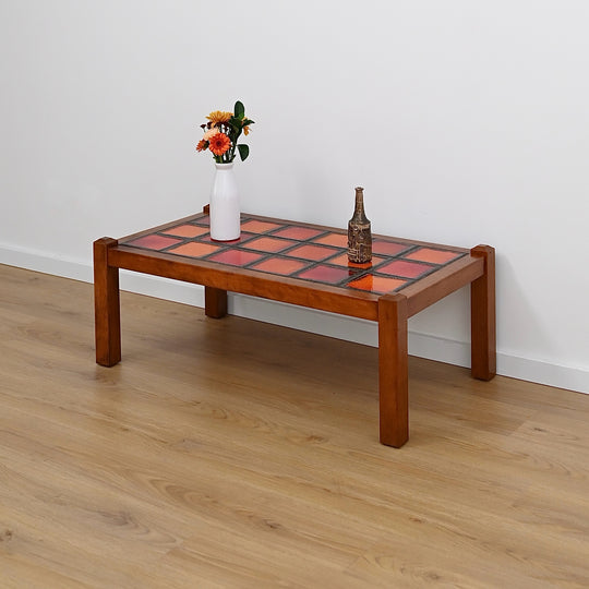 Retro 1970s Orange Tiled Coffee Table