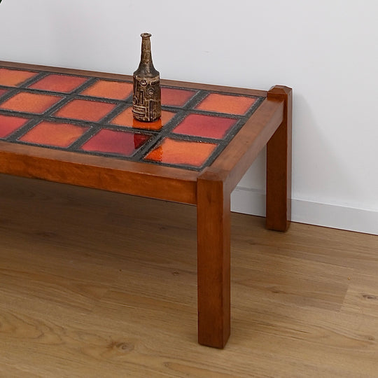 Retro 1970s Orange Tiled Coffee Table