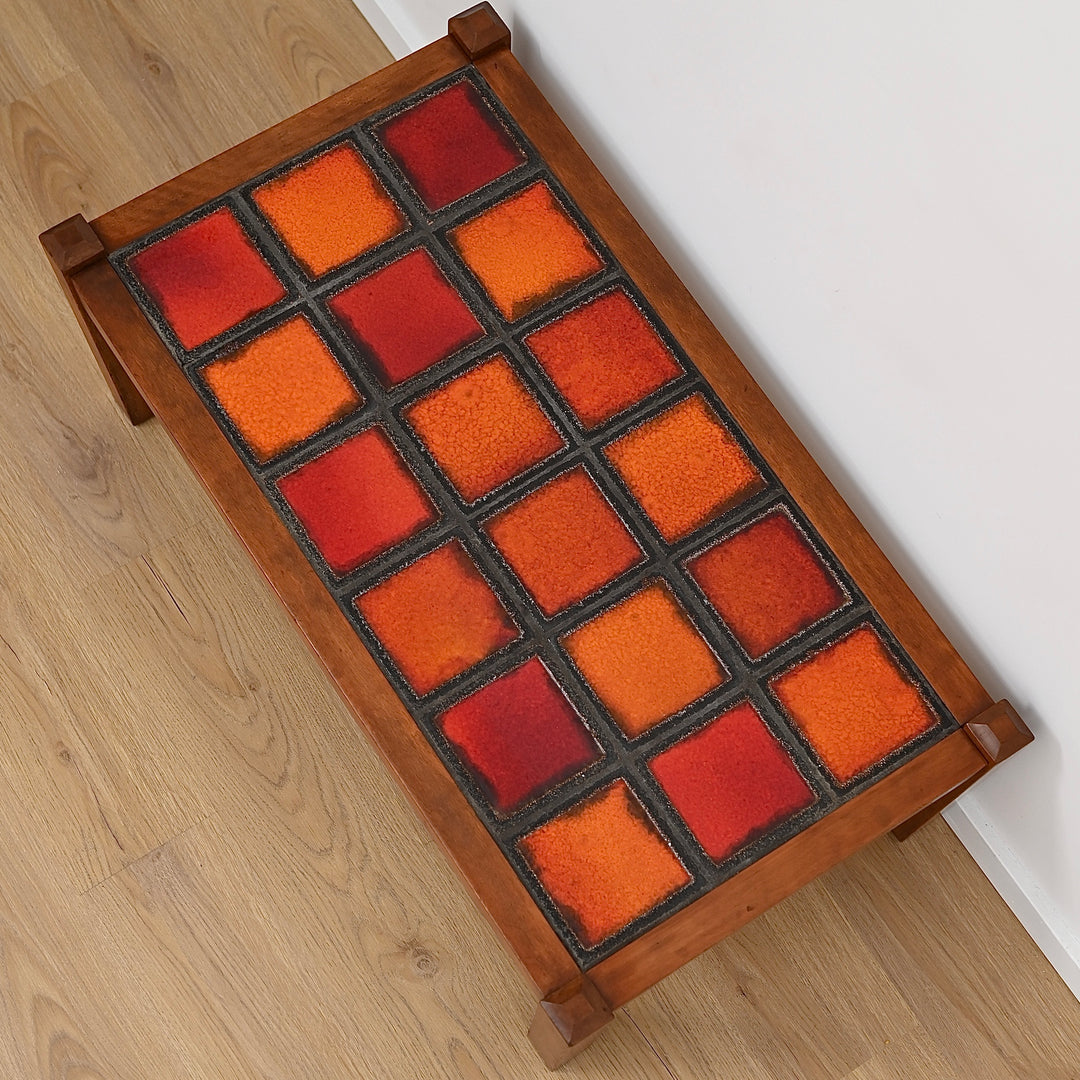 Retro 1970s Orange Tiled Coffee Table