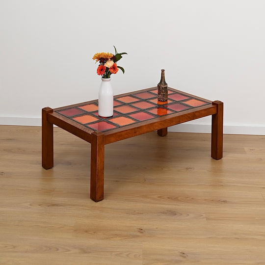 Retro 1970s Orange Tiled Coffee Table