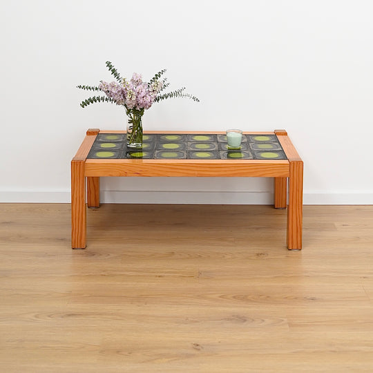 Retro 1970s Green Tiled Coffee Table