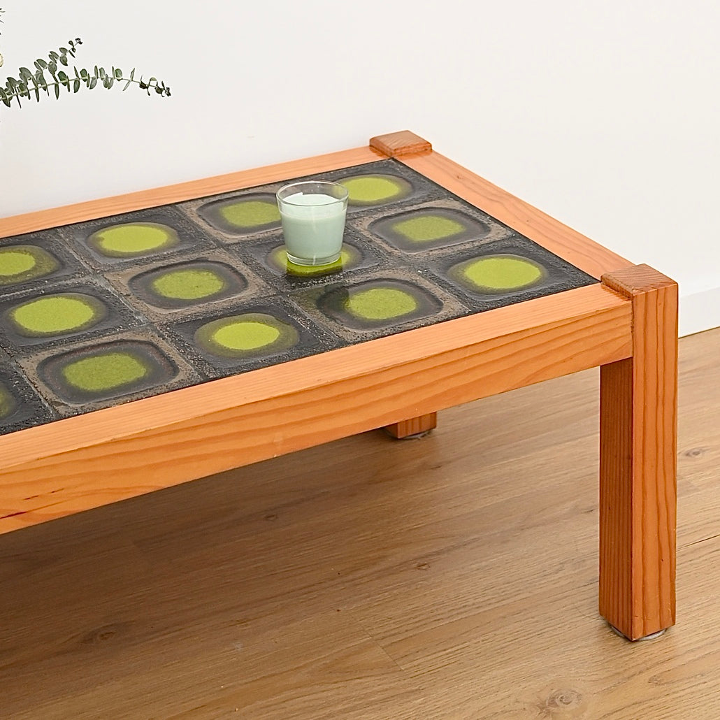 Retro 1970s Green Tiled Coffee Table