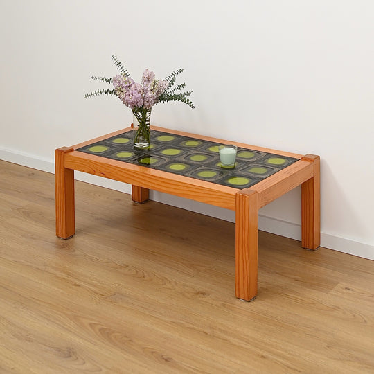 Retro 1970s Green Tiled Coffee Table