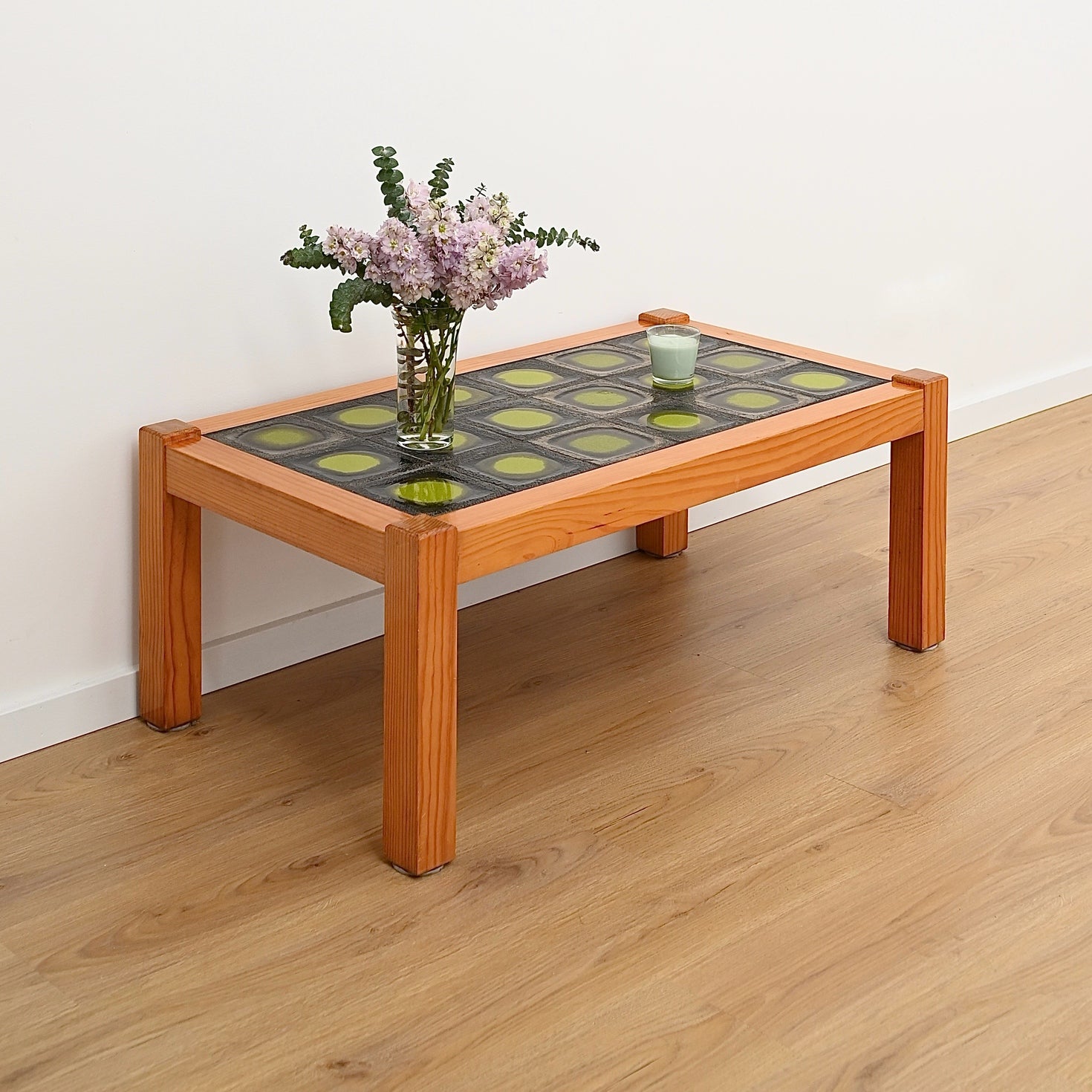 Retro 1970s Green Tiled Coffee Table