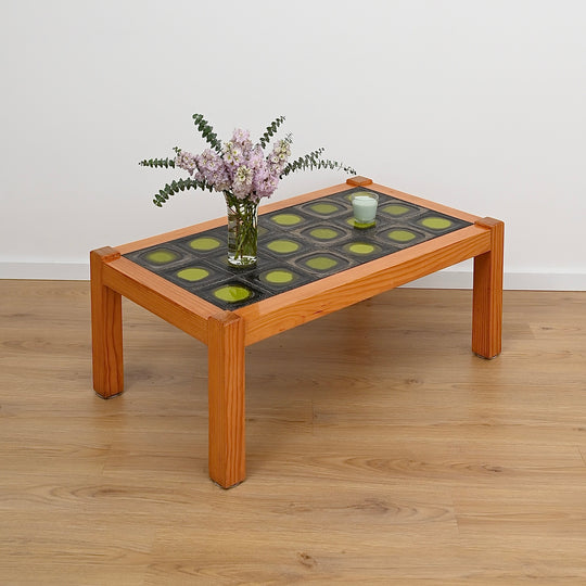 Retro 1970s Green Tiled Coffee Table