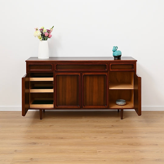 Mid Century Walnut Sideboard Buffet Cabinet by Chiswell