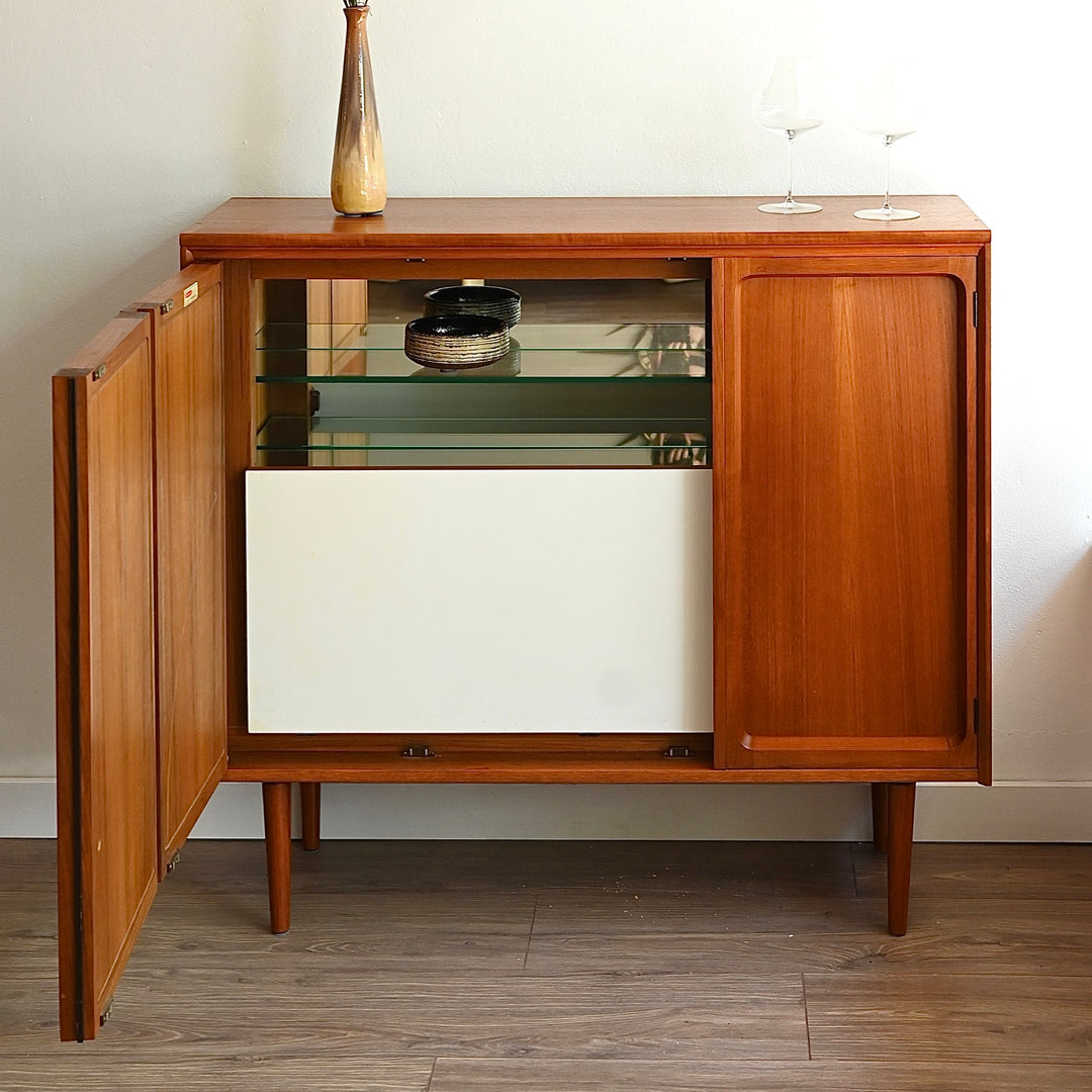 Mid Century Teak Sideboard Buffet Bar Cabinet by Chiswell