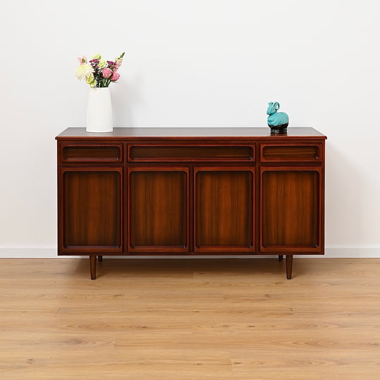 Mid Century Walnut Sideboard Buffet Cabinet by Chiswell
