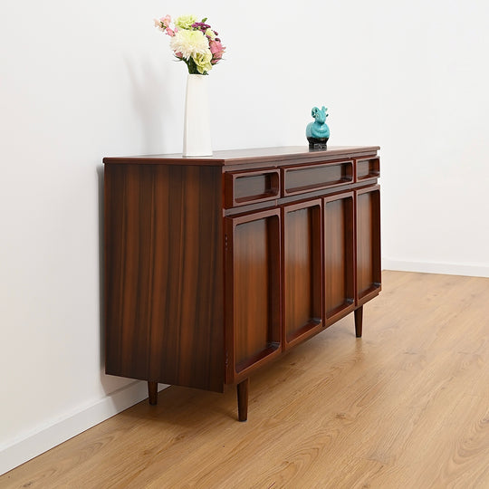 Mid Century Walnut Sideboard Buffet Cabinet by Chiswell