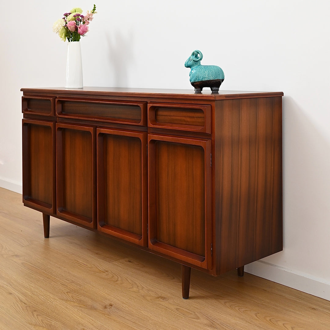 Mid Century Walnut Sideboard Buffet Cabinet by Chiswell