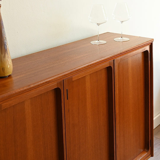 Mid Century Teak Sideboard Buffet Bar Cabinet by Chiswell