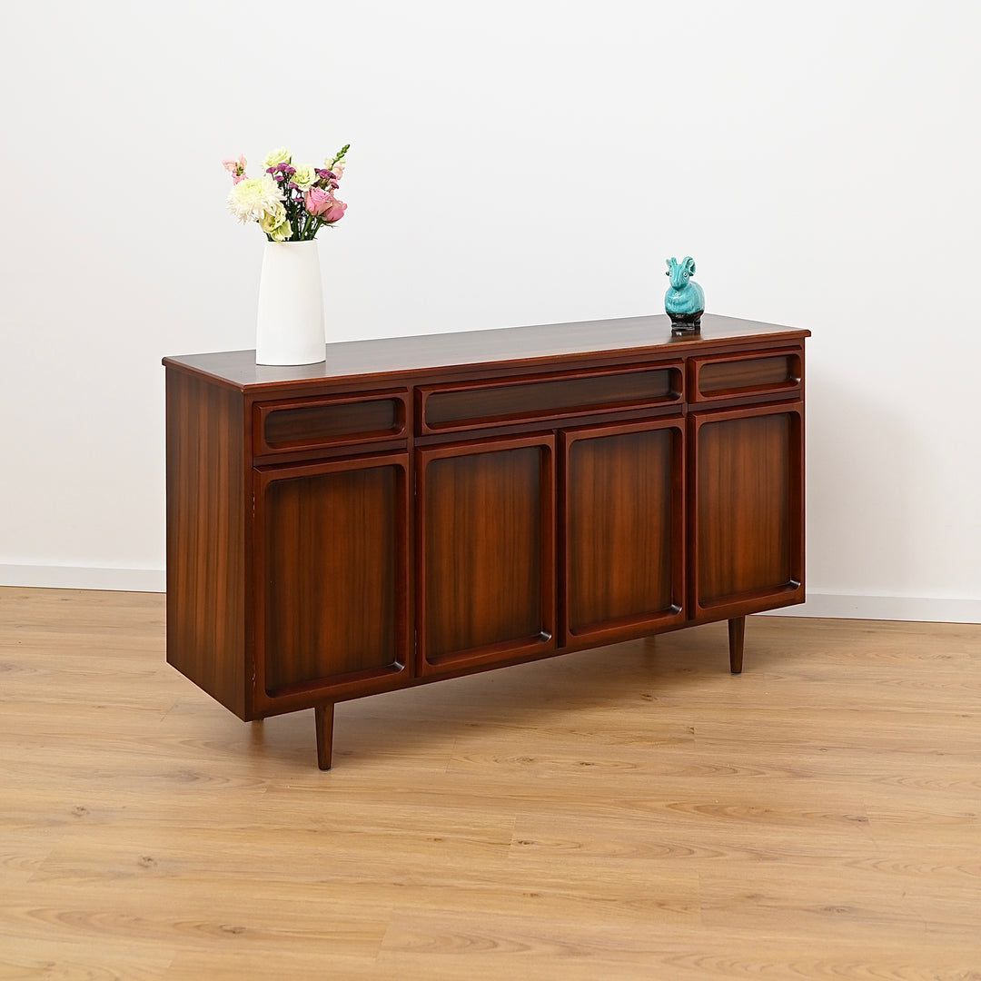 Mid Century Walnut Sideboard Buffet Cabinet by Chiswell