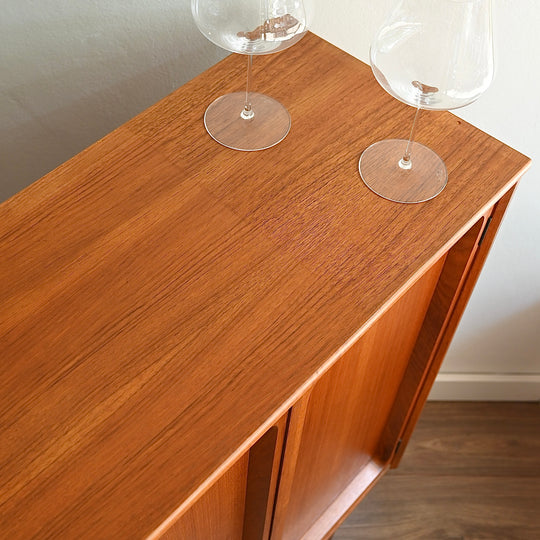 Mid Century Teak Sideboard Buffet Bar Cabinet by Chiswell