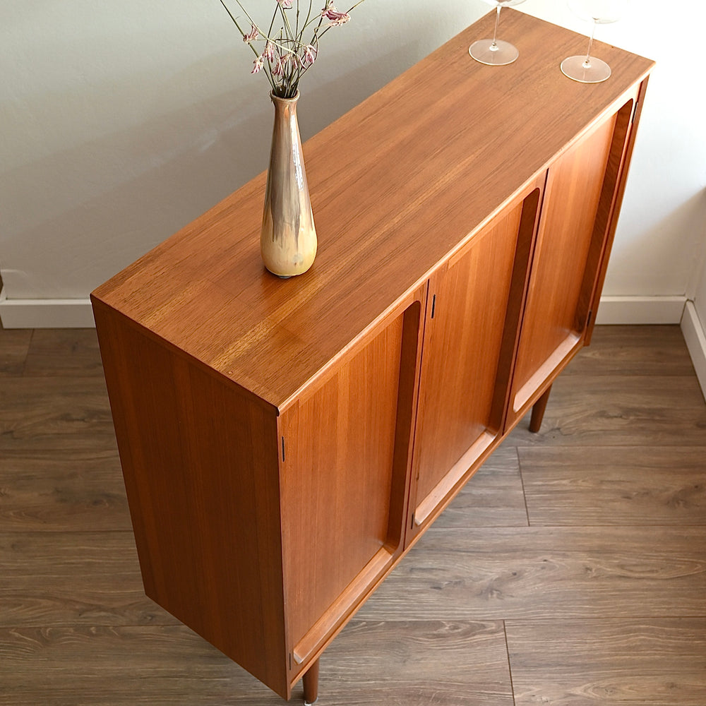 Mid Century Teak Sideboard Buffet Bar Cabinet by Chiswell