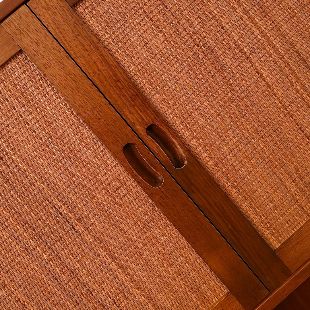 Parker Nordic Teak Rattan Highboard Sideboard Buffet Bookshelf