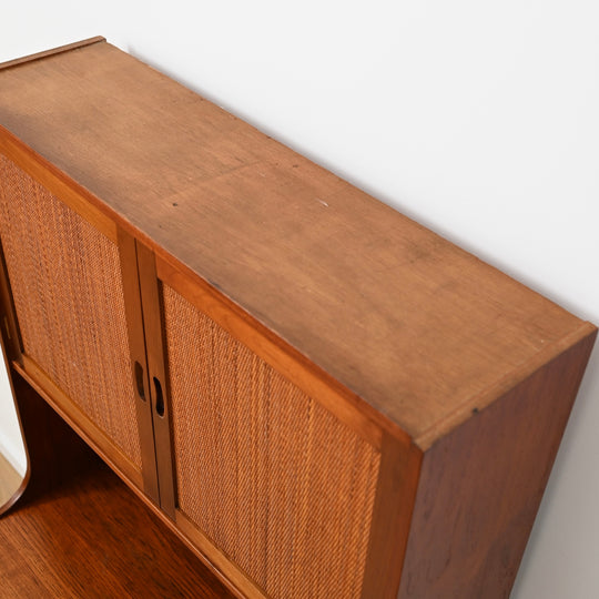 Parker Nordic Teak Rattan Highboard Sideboard Buffet Bookshelf