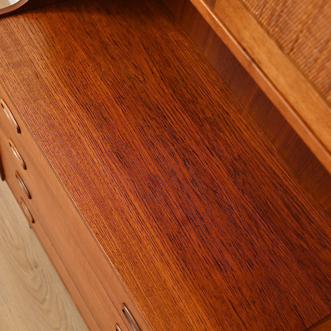 Parker Nordic Teak Rattan Highboard Sideboard Buffet Bookshelf