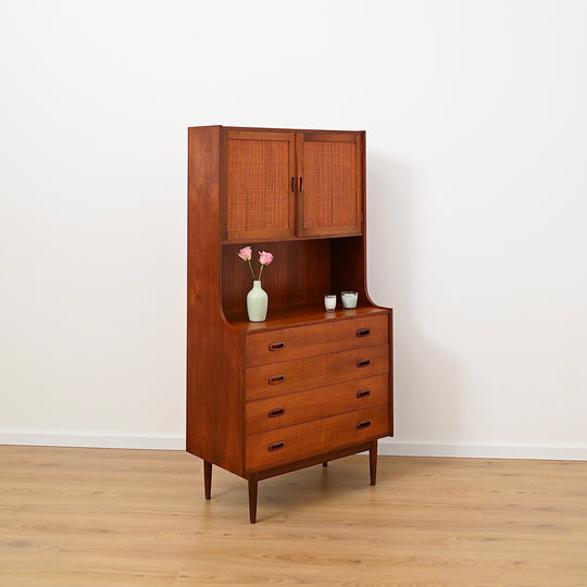 Parker Nordic Teak Rattan Highboard Sideboard Buffet Bookshelf