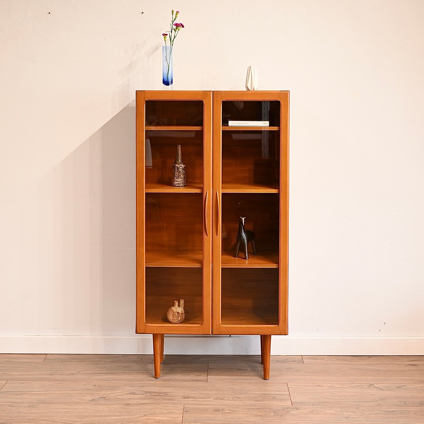 Mid Century Teak Sideboard Display China Cabinet by Cressy
