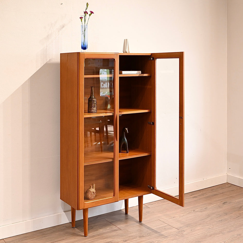 Mid Century Teak Sideboard Display China Cabinet by Cressy