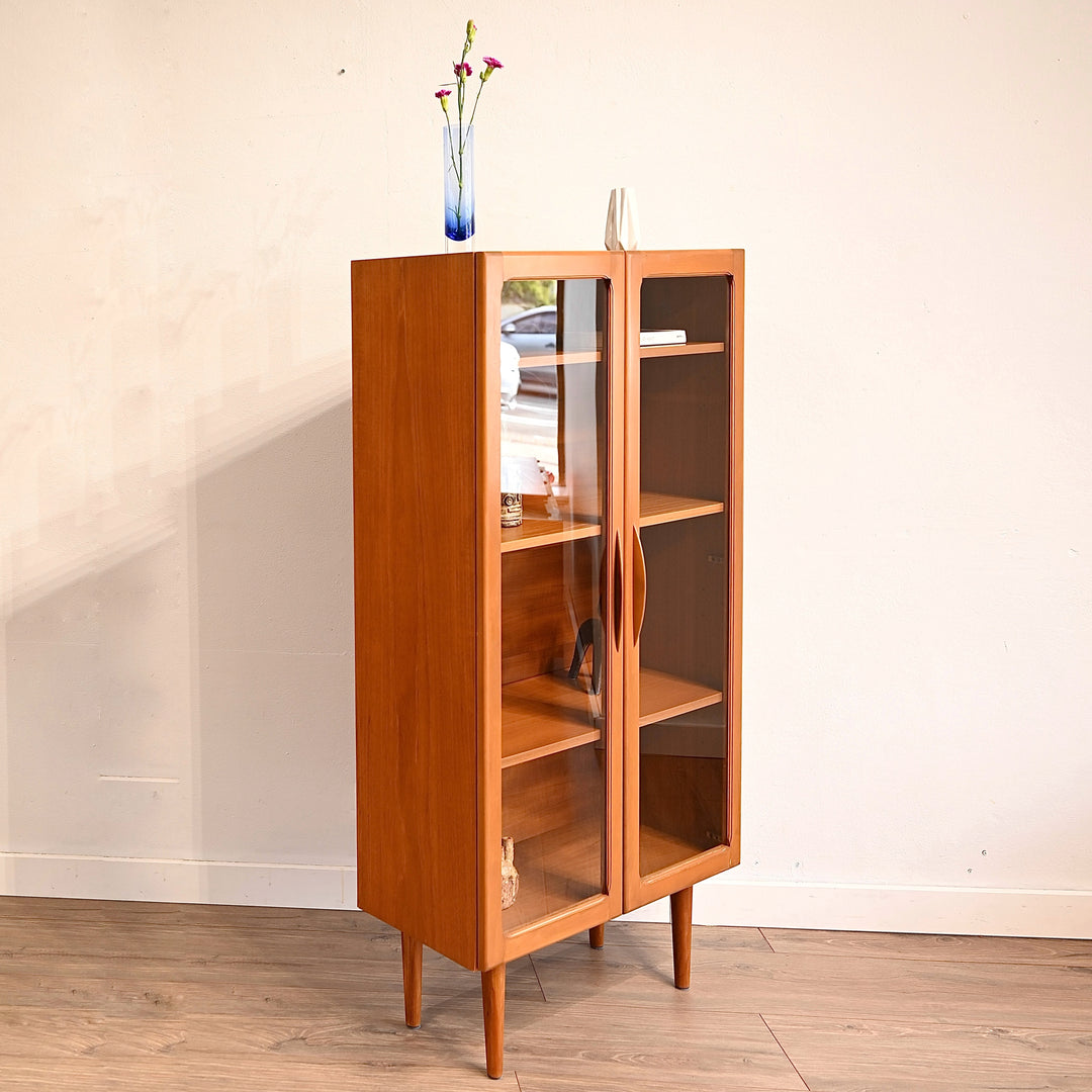 Mid Century Teak Sideboard Display China Cabinet by Cressy